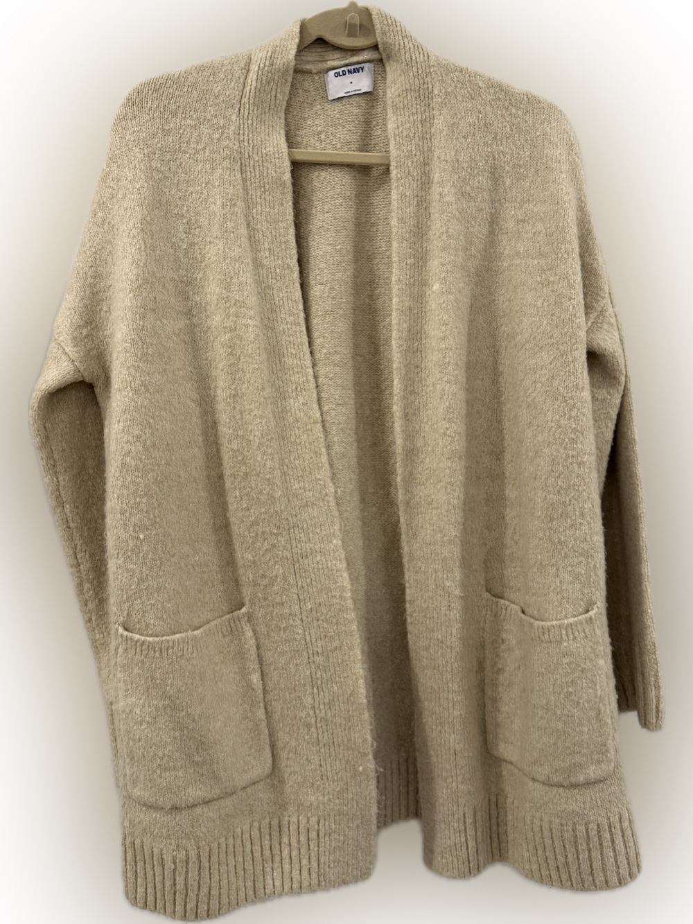 Old Navy Beige Open-Front Pocket Cardigan Sweater